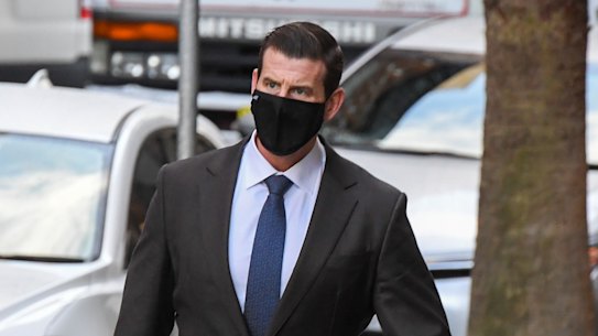 Ben Roberts-Smith outside the Federal Court in Sydney on Monday. The parties did not appear in court in person on Tuesday.