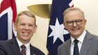 Prime Minister of New Zealand Chris Hipkins meets with Prime Minister Anthony Albanese at Parliament House in Canberra on Tuesday.