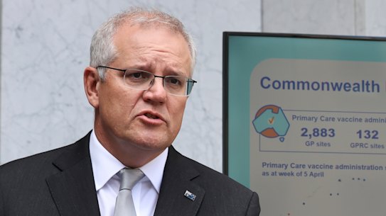 Prime Minister Scott Morrison running through the latest figures on the vaccine rollout on Friday.