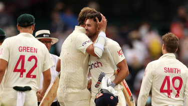 Jimmy Anderson and Stuart Broad celebrated England holding on for a draw in the fourth Test.