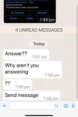 The alleged scammers insisting on getting a response from Spark following their initial message. 