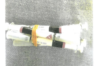 Syringes seized from Jarrod McLean's property.