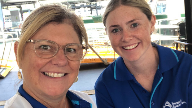 New job: NSW halfback Maddie Studdon with her mum Joanne working for Harbour City Ferries.