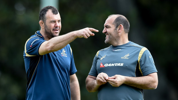 Cheika and Ledesma during their Wallabies days in 2015. 