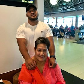 Taniela Tupou with his mother Loisi.