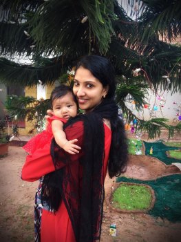 Juna Devasia and baby Tessa, 11 months, are stranded in India. 