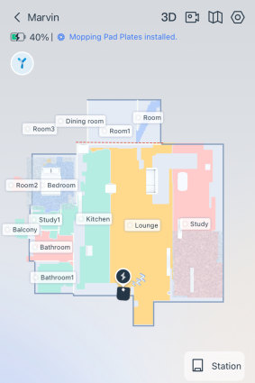 Marvin’s map. Note the fictional rooms on the left, and the big balcony at the top: Marvin’s realm of dreams.