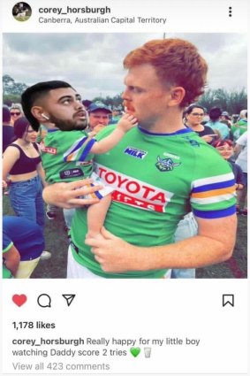 The doctored photo Corey Horsburgh posted on Instagram.