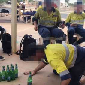 Workers involved in a drinking game at a Pilbara mining camp where a woman claimed sexual harassment was rife. 