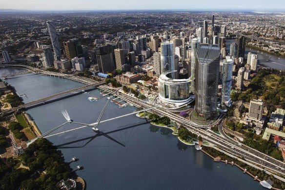 The concept design for the Neville Bonner Bridge from Queen’s Wharf to South Brisbane.