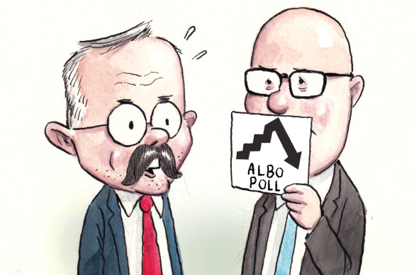 Anthony Albanese and Peter Dutton compare Movember efforts.