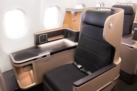 The A330 business class cabin.