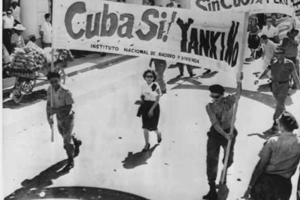 Cuban "People's Militia" march through the Havana streets in a prelude to an anti-United States rally on July 10, 1960. 