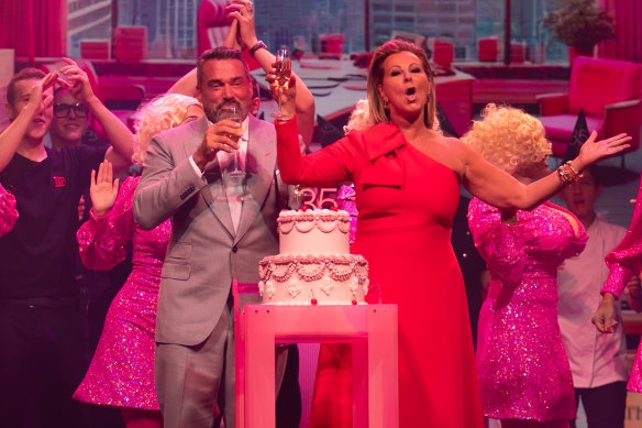 Bruce and Chyka Keebaugh at the finale of their cabaret celebrating 35 years of the Big Group.