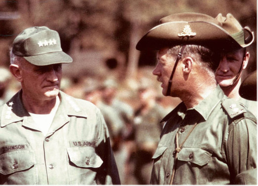 Major-General Donald Begg in Vietnam with General Harold Johnson, US Army Chief of Staff.