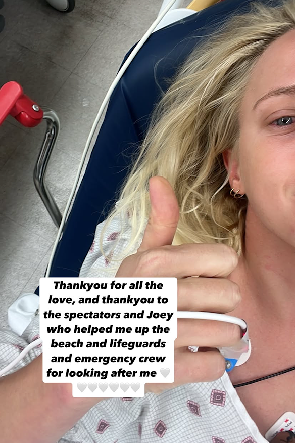 Laura Enever posts about her accident at the Eddie Aikau Invitational.
