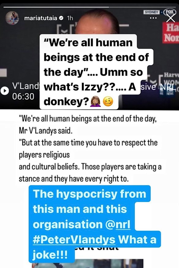 Maria Folau has weighed in on the Manly jersey controversy. 