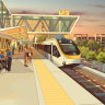 An artist’s impression of a station along the Direct Sunshine Coast Rail Line, proposed to link commuters from Maroochydore into the existing North Coast Line south toward, and beyond, Brisbane.