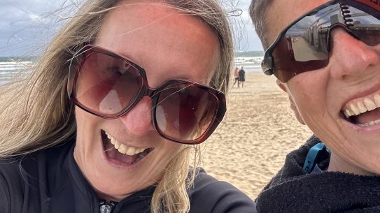 Kate Halfpenny, left, with her Ocean Grove neighbour and summer bestie Lisa.