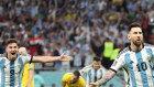 Lionel Messi celebrates his goal against the Socceroos.