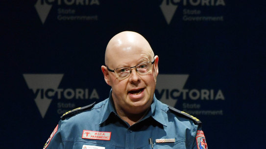 Ambulance Victoria CEO Tony Walker announces a Victorian Human Rights and Equal Opportunity Commission inquiry into sex discrimination in the state's ambulance service.