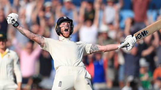 Ben Stokes celebrates England's stunning win.