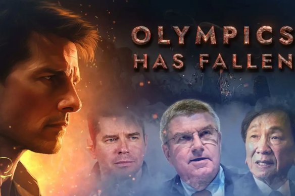 A promo poster for the fake film Olympics Has Fallen that appeared online in the lead-up to the Paris Games.