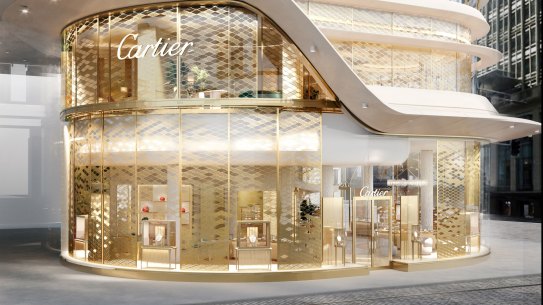 Renders of the new two-level Cartier store at 388 George Street, Sydney