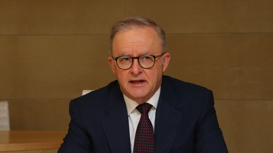 Prime Minister Anthony Albanese during National Cabinet on Wednesday morning.
