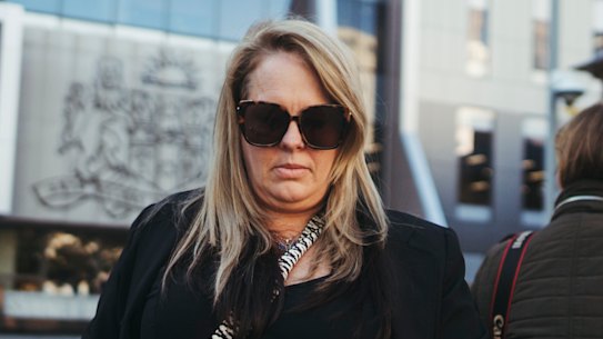 Kallista Mutten leaves the NSW Supreme Court on Monday.