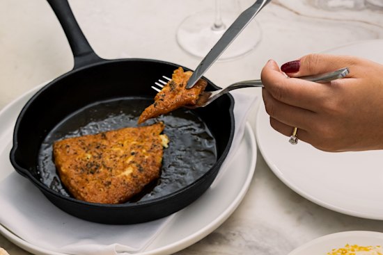 Saganaki cheese with lemon honey.