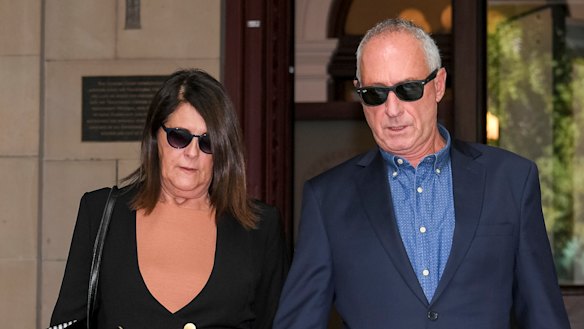 Patricia Gray, left, outside court.