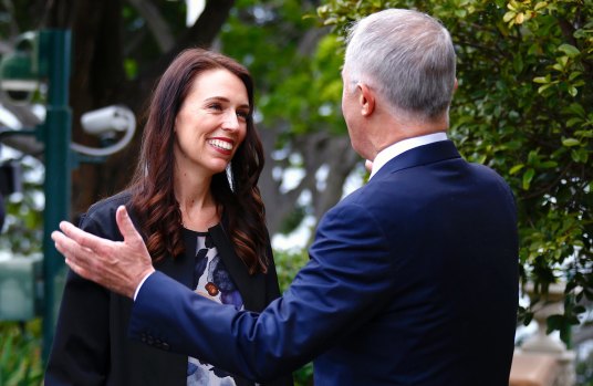 New Zealand Prime Minister Jacinda Ardern and Australian Prime Minister Malcolm Turnbull. 