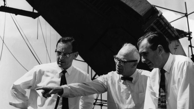 From left: Michael Lewis, Sir Ove Arup and Sir Jack Zunz in 1966.