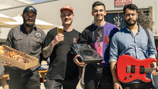 Amped for Grilled &amp; Chilled: Regulators BBQ head chef Sean Polmanteer, Capital Brewing Co head brewer Wade Hurley, hip hop artist Kirklandd and Postmasters lead singer Jonathan Statham.
