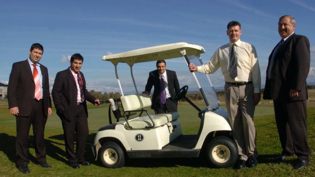 A 2006 picture of project directors Harry Konstantinou, John Konstantinou, Angelo Konstantinou, Gold Creek country club general manager Keith Lewis, and project managing director Geoff Konstantinou.