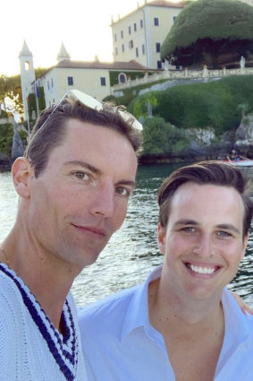 Society couple Billy Mitchell and Michael Porter (right) have postponed their Lake Como nuptials.