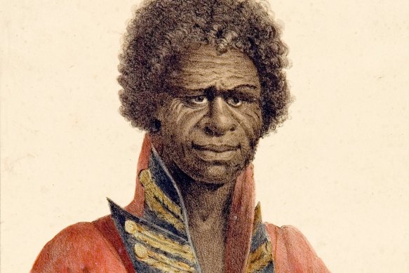 Bungaree circumnavigated Australia with Matthew Flinders and was declared by Governor Macquarie “chief of the Broken Bay tribe” in 1815.