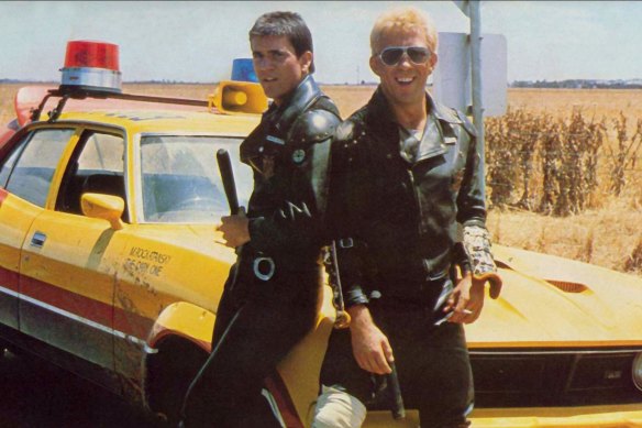 Mel Gibson and Steve Bisley in the original 1979 <i>Mad Max</i> film.