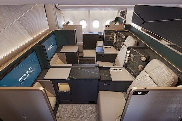 Etihad’s new first class for its Airbus A330neo planes.
