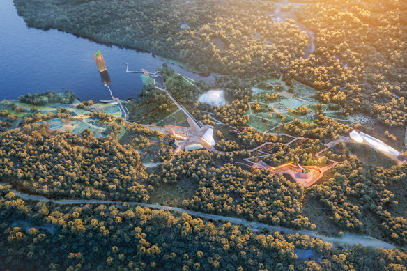 An artist's impression of the Eden Project's proposal for an ecotourism attraction at the former Alcoa coal mine.