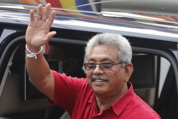 Sri Lankan President Gotabaya Rajapaksa leaves after casting his vote in Colombo, Sri Lanka, on Wednesday.