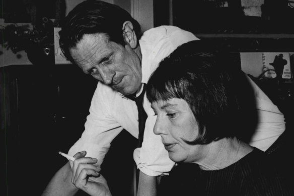 Charmian Clift at work with her husband fellow writer George Johnston.