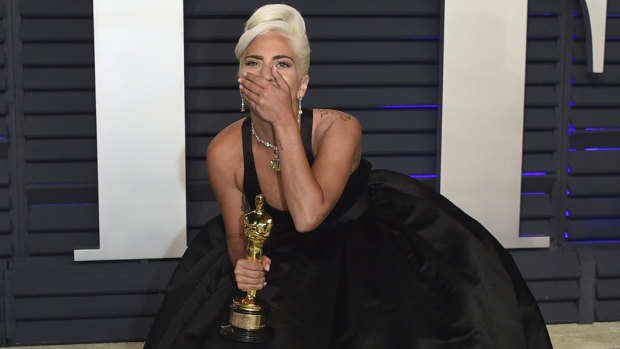 Oscar winner Lady Gaga at the Vanity Fair Oscar Party on Sunday.