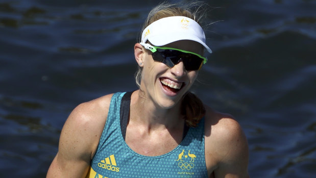 Kim Brennan after winning the women’s single sculls gold medal in Rio in 2016. 