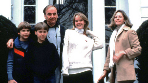 Rupert Murdoch and then wife Anna Murdoch with their children Lachlan, James and Elisabeth in New York City in 1989.