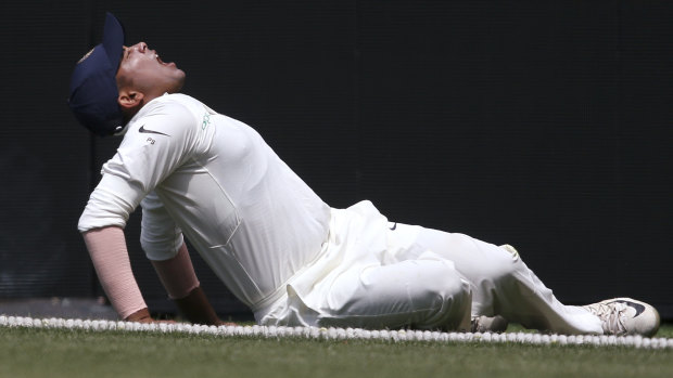 Agony: Prithvi Shaw was taken off on a stretcher at the SCG.