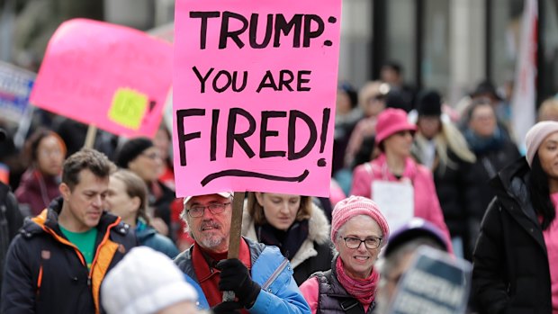 A participant in the Seattle Women's March on Saturday. Cities big and small across the Pacific North-West held versions of themarch over the weekend, mirroring a national march in Washington.