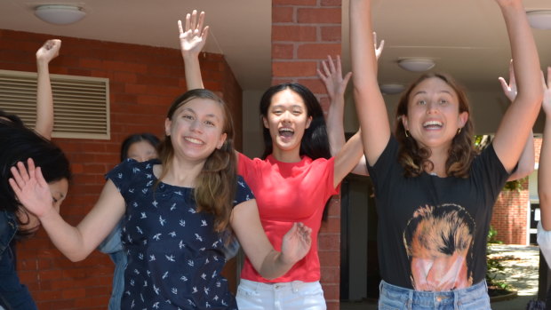 IB students at Lauriston Girls' School celebrate their results. 