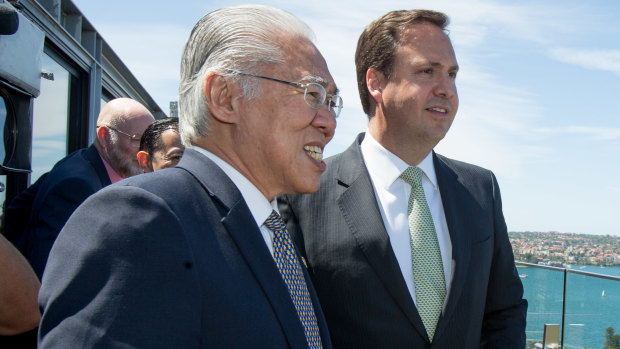 Steven Ciobo, former trade minister, with his Indonesian counterpart Enggartiasto Lukita during free trade agreement discussions in Sydney in 2016.